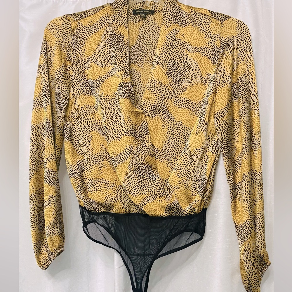 Women’s Satin Bodysuit. Taupe/combo. Medium. Never worn